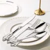 Dinnerware Sets 8pcs 2set Vintage Cutlery Stainless Steel Luxury Gold Set Tableware Steak Knife Fork Spoon Silver Flatware