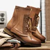 Botas de luxo designer masculino ao ar livre alta superior bota de trabalho para homens tornozelo genuíno couro rua italiano negócio militar