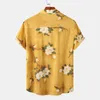 メンズカジュアルシャツシックな葉印刷されたハワイアンシャツ夏の通気性多目的