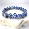 SN0577 bracelet Jasper Evil Eye bracelet à breloques œil bonne chance bracelet en pierre bleue et blanche pour hommes226u