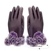 Five Fingers Gloves Women Winter Faux Rabbit PU Leather Touch Screen Mittens Lady Female Outdoor Driving Warm 231012