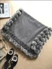 Halsdukar Fashion Handwork Real Wool Scarf med äkta Rex Fur Trim Cape Shawl Overcoat Autumn Winter Women Wraps