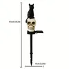 1 st Skalle Halloween Decoration Solar Lawn Light, Halloween Decoration Outdoor Skull, Halloween Owl Cat Decoration Realistic Harts Material for Garden Party