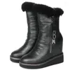 Kleid Schuhe Winter Casual Frauen Kuh Leder Keile High Heel Pumps Weibliche Warme Pelz Mode Turnschuhe Top Schnee Stiefel