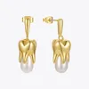 Enfashion Trendy Teeth Pearl Drop Earrings For Women Gold Color Earings Fashion Jewelry Weddientes E211285 220214256Z