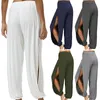 Calças masculinas Mulheres Moda Yoga Calças Cintura Alta Fenda Perna Larga Haren Calças Ginásio Leggings Casual Sólido Oco Calças de Treino Ginásio Home Wear 231013