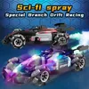 كهربائية RC Car Zwn F2 RC الانجراف مع مصابيح LED Music 2 4G Glove Gesture Radio Radio Control Spray Stunt 4WD Electric Children Toys 231013