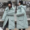 Women's Down Parka 2023 Autumn Winter Long Plaid Parkas Loose Thicken Warm Hooded Coats Casual Zip Up Windproof Black White Jackets 231012