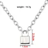 Pendant Necklaces Alloy Silver Color Pad Lock Long Necklace Brand Rolo Cable Chain Women Collar Jewelry Choker