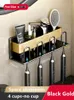 Tandborstehållare väggmonterad stansfri tandborstehållare aluminiumlegering tandkräm rack badrum hushåll utrymme spara badrumstillbehör 231013