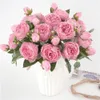 Fleurs séchées 30CM fausses roses pivoines en soie fleurs artificielles bon marché décorations de Noël du nouvel an vase pour la maison mariage bouquet de mariée intérieur 231013