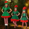 Thème Costume Famille Noël Venez Père Noël Cosplay Venez Tenues de Noël Elfe Vert Cosplay Déguisement pour Femmes Hommes Enfants HOLIDAYL231013