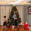 Kerstversiering Kerstboomtopper Ster Sneeuwvlok Projectorlicht 3D LED Roterende Glitter Holle Boomtopper Kerstversiering Ornamenten 231013