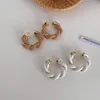 Leder Metall ed Weben Ohrringe Schwarz Weiß Geometrische Circel Hoop Für Frauen 2021 Mädchen Party Schmuck Huggie205P