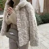 Parka en duvet pour femme, manteau en laine d'agneau, court, peluche et épais, fausse fourrure de lapin, vestes chaudes, automne hiver 2023, 231012