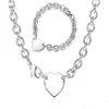 Chaîne à maillons épais en argent 2020 avec bracelet en plaques de coeur en argent et colliers pendentif charmant costume 2pcs de haute qualité avec boîte et 238R