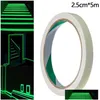 Feestdecoratie Feestdecoratie 5M Lichtgevende zelfklevende tape Sticker Poluminescent Glow In The Dark Diy Muur Fluorescerend Veiligheid Em Dhdrs