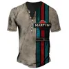 Heren T-shirts Vintage Knop V-hals Martini Shirt 3D Korte Mouw Motor Racing T-shirt Voor Mannen Oversized Tops Tee Man Punk streetwear