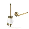 Toilet Brushes Holders Toliet Accessory Set Solid Brass Toilet Brush Holder 2-piece Bathroom Accessories Roll Paper Bronze Towel Ring 231013