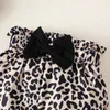 Ensembles de vêtements 0 2 ans né bébé fille chemise noire à manches longues avec pantalon imprimé léopard costume de mode 231012