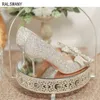 Dress Shoes Stylish Wedding Banquet High Heels Women's Shoes Luxury Zapatos De Mujer Thin Heel Bow Full of Diamonds Mary Jane Shoes 231030