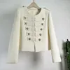 Vestes pour femmes à manches longues vintage blanc dame manteau automne hiver de haute qualité petit tissu de laine parfumé mince cardigan court femmes