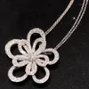 Kettingen Merk Pure 925 Sterling Zilveren Sieraden Voor Vrouwen Lotus Neckalce Dubbele Bloem Hanger Geluk Klaver Sakura Bruiloft Party Neck205v