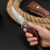 Promosyon H1086 PIRCHER KATLANMAK BIÇAK DAMASCUS ÇELİK NOKTASI POINT BLADE GÜLTE KULLANIR DIŞ EDC CEP Klasör Bıçak Deri Kılıf