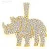 Hot Selling Rhinoceros Standing Pendant Iced Out VVS Moissanite Diamond Pendant 14k Solid Yellow Gold Fine SMEEXCHANTS