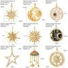 Pendanthalsband Sun Moon Star Charms för smycken Tillbehör Bohemian Rainbow Star 4-spetsiga dijes diy örhängen armband halsband guldfärg 231012