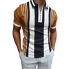 Polos pour hommes Polo de haute qualité 2023 Stripes T-shirts à manches courtes Casual Business Zipper Tops Tees Vêtements d'été pour garçons