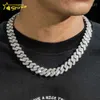 Ny ankomst toppkvalitet 15mm hiphop 925 Sterling Silver Luxury Baguette Iced Out Moissanite Diamond Cuban Link Chain