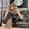 Fashion Designer Keychain Luxury Bag Charming Women Cute Bear Car Keychain Luxury Ball Pendant Fashion Accessories Number Plate Creative Exquisite Gift