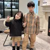 Çocuk ceket giysi kahverengi renk tasarımcısı küçük kızlar ekose dış giyim palto kış elbise giysileri pamuk malzeme toptan 100-160 cm