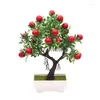 Kwiaty dekoracyjne 1PC sztuczne rośliny do wystroju domu Realistyczne wiśniowe drzewo owocowe donite Bonsai Desktop Ornents Dhyvs