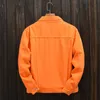 Herrjackor Hoo Men's Autumn Orange Lapel Denim Jacket Tonåringar släpper axlarna Lossa Casual Denim Jacket 231012