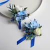 Decorative Flowers Breast Flower Hand Wrist Wedding Pography Business Celebration Opening Lapel Rose Calla Lily Blue