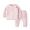 Ensembles de vêtements Ensembles de vêtements pour bébé Coton Printemps Né Garçon Fille Infant Tops et pantalons Pull tricoté Pyjamas 231013