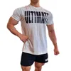 Hommes gymnases d'été Fitness T-shirt chemises de musculation impression respirant T-shirt vêtements de sport pour hommes col rond manches courtes Tee Tops271r