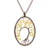 Pendentif Colliers FYSL Argent Plaqué Fil Wrap Ovale Forme Clear Quartz Link Chaîne Collier Arbre De Vie Bijoux