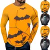 Magliette da uomo Camicia di Halloween Manica lunga Moda Top Slim Fit Girocollo Casual Autunno Pullover Tie Dye Tee Comoda