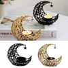 Candle Holders Metal Moon Shape Stand Art Crafts Hollow Candlestick Ornaments Holiday Gifts Home Decor For Christmas Wedding Party