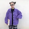 Women's Jackets Spring Vintage BF Loose Denim Jacket Harajuku Purple Jeans Short Streetwear Casual Windbreaker