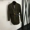 Veste pour femmes mode Double lettre pleine impression fille manteau avec ceinture taille S M L col montant chemise à manches longues Oct10