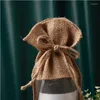 Cadeau cadeau 2023 1pcs / lot double couche coton jute sacs vin rouge fruits secs cordon de rangement de poche peut être personnalisé