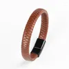 Bracelets à maillons en acier inoxydable 316L pour hommes simples multi-brins en cuir tressé corde en alliage boucle magnétique bracelet articles cadeaux pour petit ami