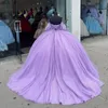 Luxo lavanda querida princesa quinceanera vestidos miçangas cristal vestido de festa tule elegante doce vestido de 15 16 anos