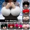 Fingerless Gloves 2 pcs Women Faux Fur Cuffs Wristband Winter Warmer Arm Wrist Raccoon Fur Sleeve Gloves Cuff Warmer 231012