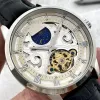 2023 New Luxury Mens Watches Tourbillon Three Stitches 자동 기계식 시계 고품질 유럽 최고 브랜드 Moon Phase 가죽 스트랩 패션 스포츠 스타일