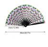 Rainbow folding fans 33 cm stor vikbar hand rave fan chinease/japansk lutning färgglad reflekterande fällbar fan musikfestival fan dans fan presenter